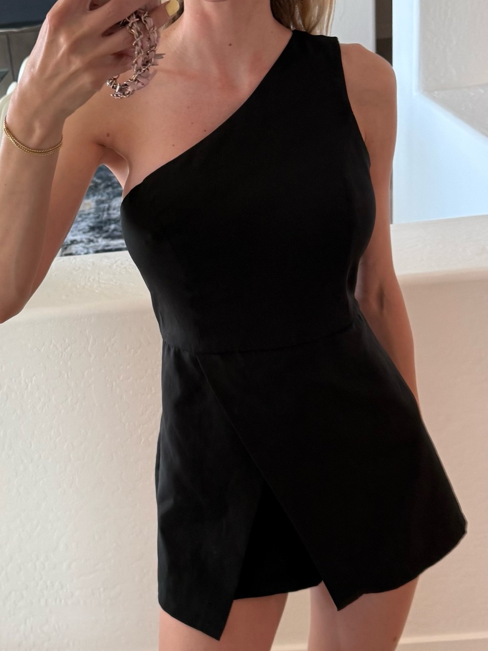 Idem Ditto NWOT One Shoulder Asymmetrical Little Black Romper